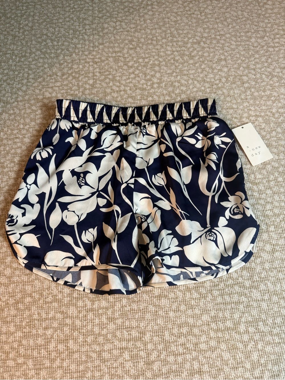 Navy and White Floral Shorts